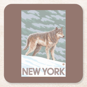 Neue YorkWolf Szene Rechteckiger Pappuntersetzer