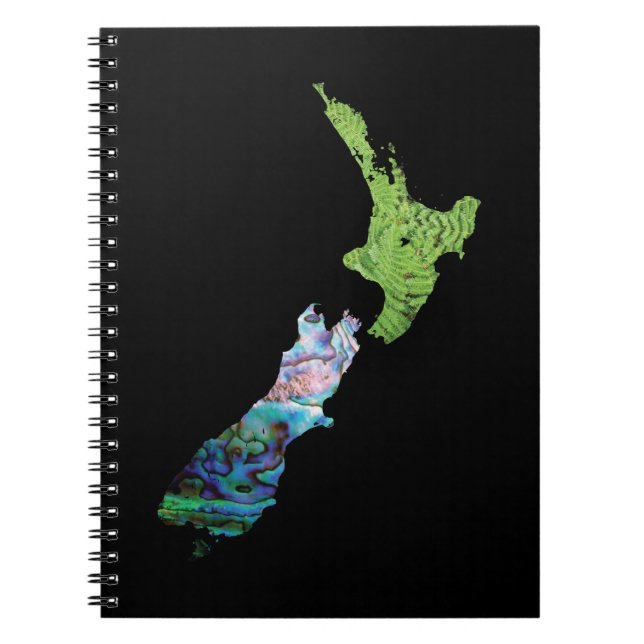 NEUE ZEALAND-KARTE EINFACH PAUA UND FERNEN NOTIZBLOCK (Vorderseite)