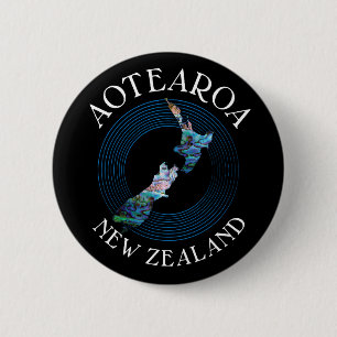 NEUE ZEALAND-KARTE PAUA 6 CM RUNDABZEICHEN BUTTON