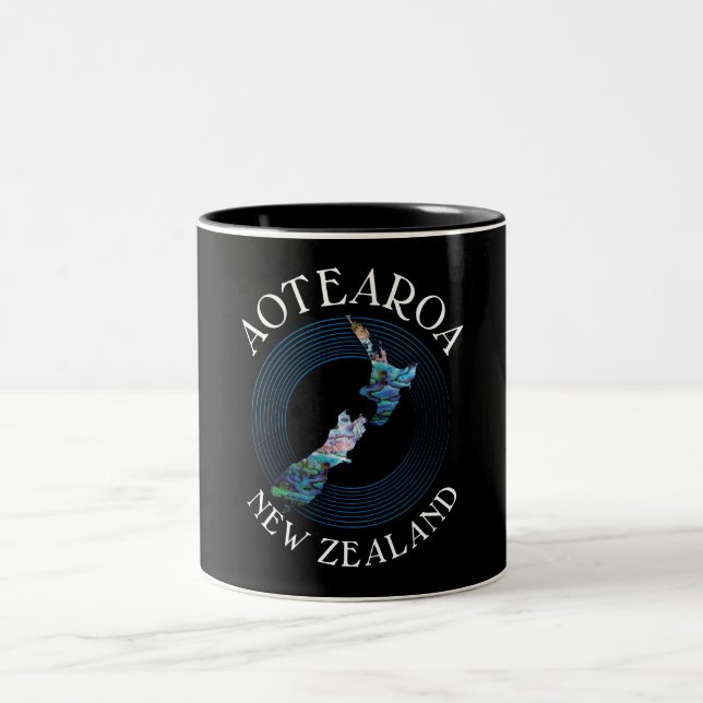 NEUE ZEALAND KARTE PAUA TASSE MIT 2 Tonen KAFFEE (Mittel)