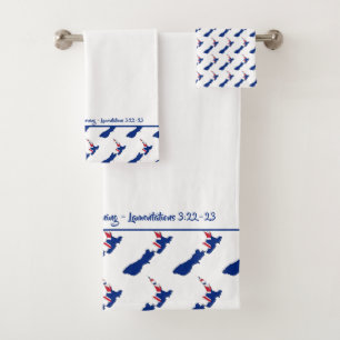 NEUE ZEALAND-MAP - Christliche Schrift Badhandtuch Set