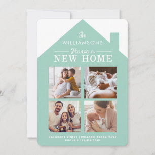 Neue Zuhause Address Family Foto Collage Türkis Ankündigung