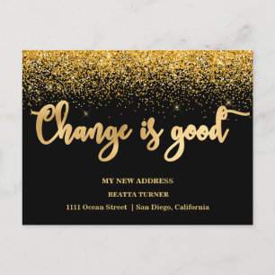 Neue Zuhause Address Gold Glitzer Ankündigung Postkarte