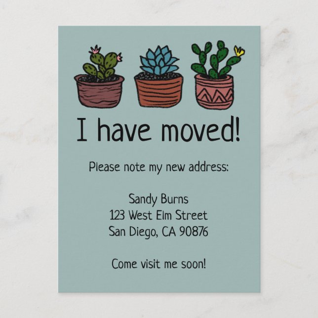 Neue Zuhause Address Moving Ankündigung Niedlich C Postkarte (Vorderseite)