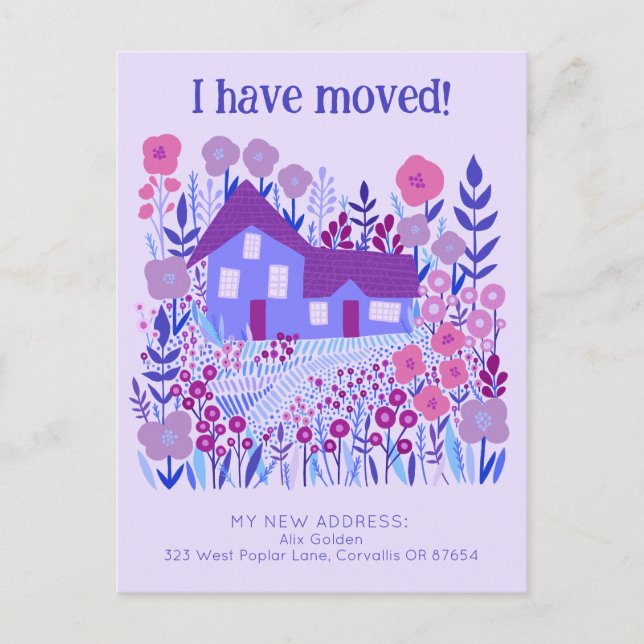 Neue Zuhause-Adresse Ich habe die Blume des Bauern Postkarte (Vorderseite)
