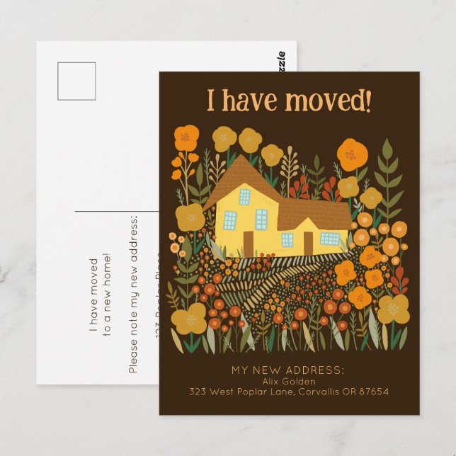 Neue Zuhause-Adresse Ich habe die Blume des Bauern Postkarte (Vorne/Hinten)