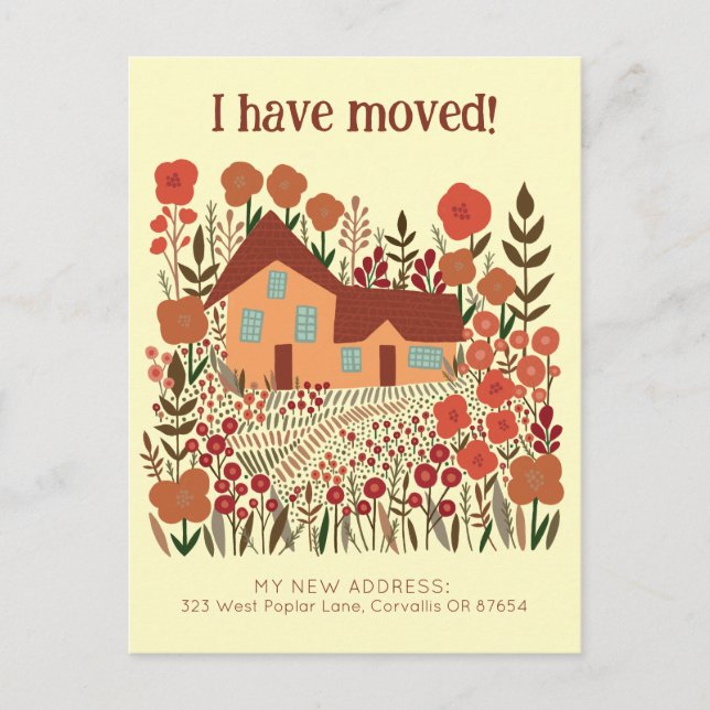 Neue Zuhause-Adresse Ich habe die Blume des Bauern Postkarte (Vorderseite)