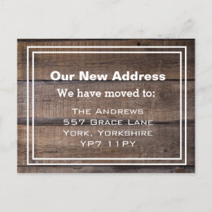 Neue Zuhause-Adresse Rustikale Bewegungsankündigun Postkarte