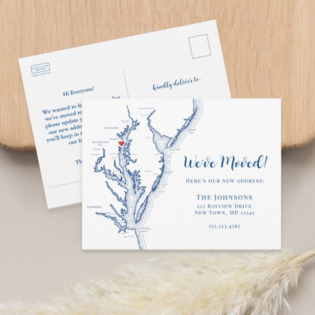 Neue Zuhause Annapolis Maryland Map Moving Ankündigungspostkarte (Annapolis Maryland Map Moving Announcement new home change of address postcard)