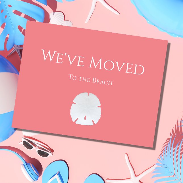 Neue Zuhause Beach Sand Dollar Rosa Ankündigung Postkarte (Von Creator hochgeladen)