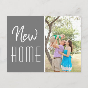 Neue Zuhause Custom Family Foto Gray Moving Ankündigungspostkarte