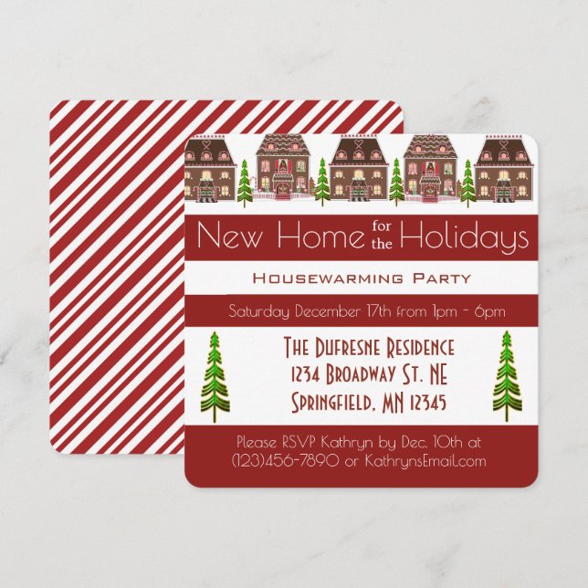 Neue Zuhause für das Holidays Housewarming Party Einladung (Vorne/Hinten)