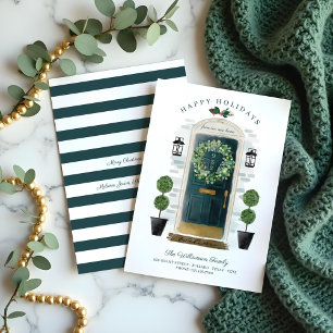 Neue Zuhause für die Holidays Green Watercolor Doo Feiertagskarte