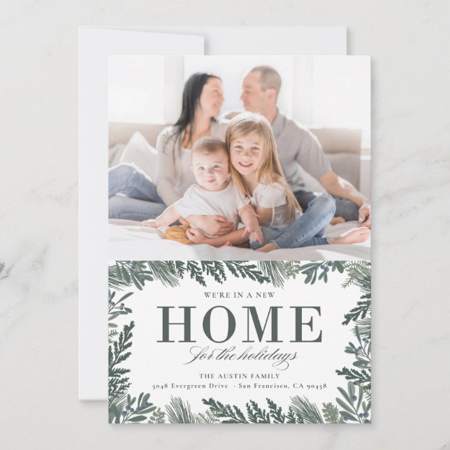 Neue Zuhause für Urlaubsankündigung Feiertagskarte (Vorderseite)