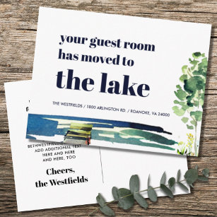 Neue Zuhause Ihr Gästezimmer ist zum See gegangen Ankündigungspostkarte