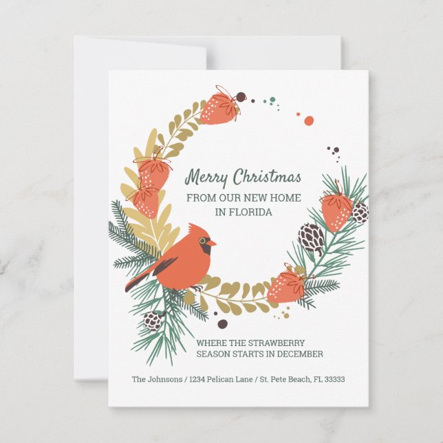 Neue Zuhause in Florida Strawberry Weihnachtsfeier Ankündigung (Vorderseite)