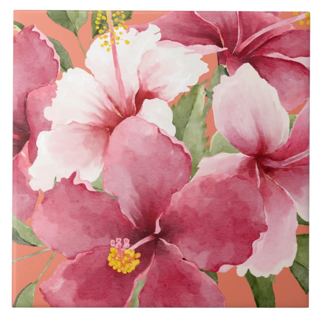Neue Zuhause lebende elegante Aquarellfarben-Blume Fliese (Vorderseite)
