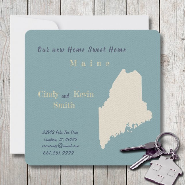 Neue Zuhause Maine Moving Announcement Card Mitteilungskarte (Moving to Maine? Send your friends and family a beautiful personalized announcement!)