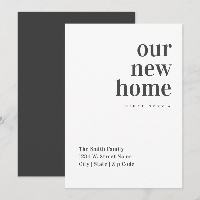 Neue Zuhause Moderne Minimalistische Adressenänder Ankündigung (Vorne/Hinten)