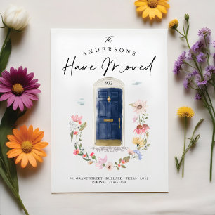 Neue Zuhause Navy Wasserfarben Tor Wildblume Flora Ankündigung