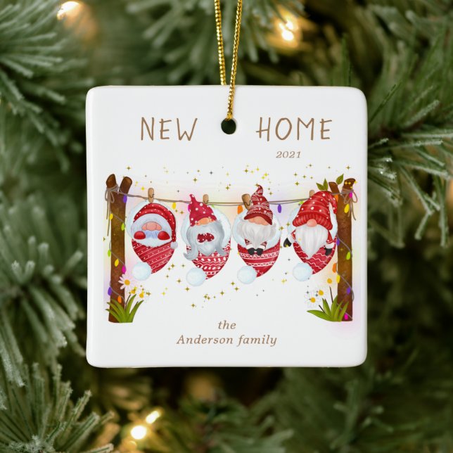 neue Zuhause niedlich gnome Foto Keramik Ornament (Baum)
