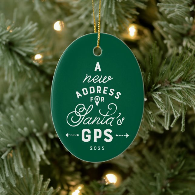 Neue Zuhause niedlich grün ein Foto Weihnachten Keramik Ornament (Baum)