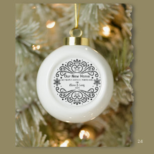 Neue Zuhause Open House Housewarming Schneeflocke Keramik Kugel-Ornament