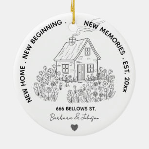 Neue Zuhause Personalisierte Familienadresse und J Keramik Ornament