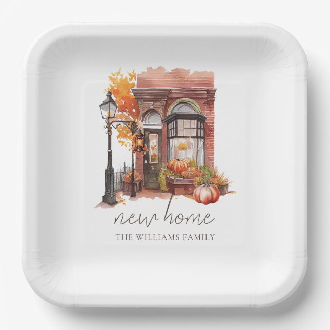 Neue Zuhause Personalisierte Herbsttür Pappteller (Vorderseite)