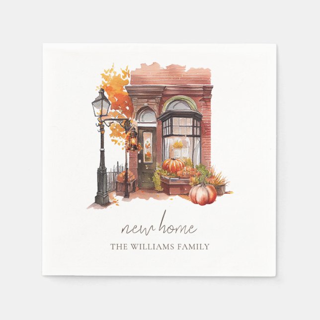 Neue Zuhause Personalisierte Herbsttür Serviette (Vorderseite)