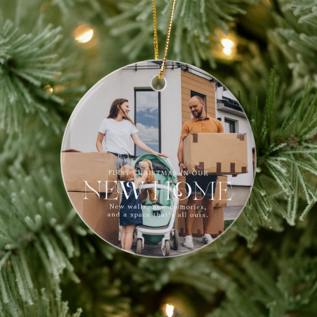 Neue Zuhause | Sentimental Foto Keepake Weihnachte Keramik Ornament (Baum)