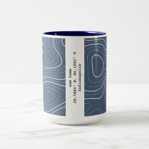 Neue Zuhause Topographie Koordiniert Geschenke für Zweifarbige Tasse