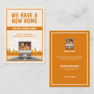 Neue Zuhause Truck und Orange City Budget Moving Mitteilungskarte