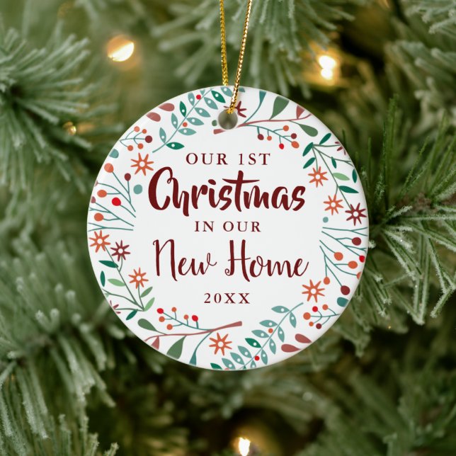 Neue Zuhause Unsere erste Weihnachtsblume Keramik Ornament (Baum)