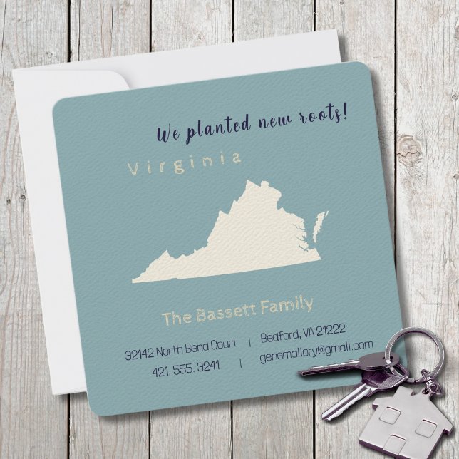 Neue Zuhause Virginia Bewegende Ankündigung Postka (Moving to Virginia? Send your friends and family a beautiful personalized announcement!)