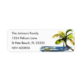 Neue Zuhause Watercolor Palm Tree Rücksendeadresse