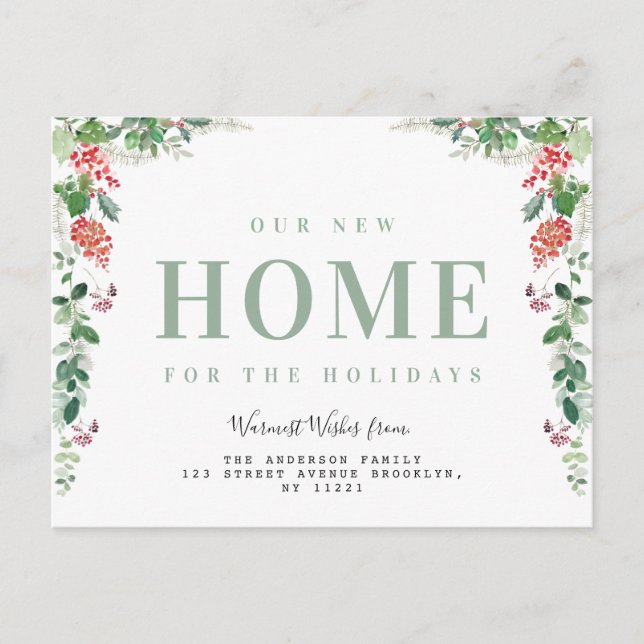 Neue Zuhause Weihnachtsankündigung Postkarte (Vorderseite)
