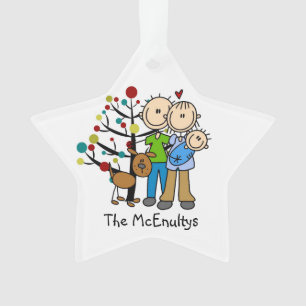 Neueltern eines Baby Boy and Hunde Ornament