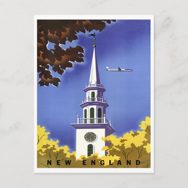 Neuengland, Wachturm, Vintage Flugreise Postkarte (Vorderseite)