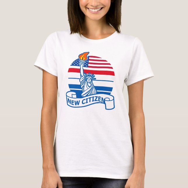 Neuer amerikanischer Bürger mit Freiheitsstatue T-Shirt (Vorderseite)