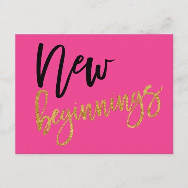 Neuer Anfang Positivziffer Hot Pink Postkarte (Vorderseite)