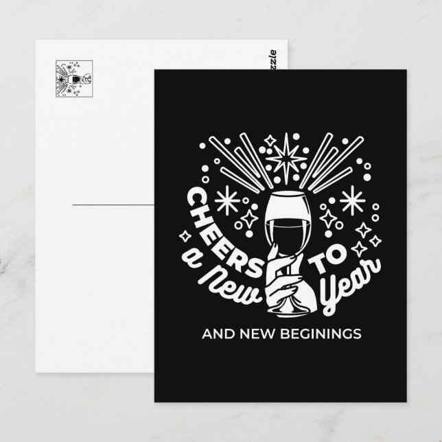 Neuer Anfang Weingläser - Illustration 2 Postkarte (Vorne/Hinten)
