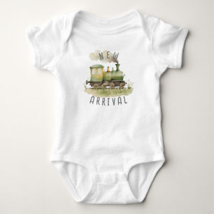 "Neuer Ankömmling" Zug Baby Strampler