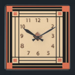 Neuer Art-Deco-Stil (Orange, Schwarz und Creme) Quadratische Wanduhr<br><div class="desc">Ich habe diese neue Art-Deco-Wand-Uhr aus einem alten Foto einer Vintagen Uhr kreiert. Ich habe mein eigenes maßgeschneidertes Design gemacht,  um dieses Vintage Aussehen zu schaffen. Ich denke,  diese Uhr sieht großartig an dieser schlichten Wand aus. (siehe Abbildung). Vielleicht würde das Ihre Zuhause-Dekoration Anzug machen?</div>