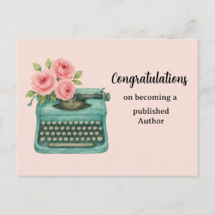 Neuer Autor Gratulation Schreibmaschine  Postkarte