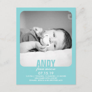 Neuer Baby Boy Foto Flat Ankündigung