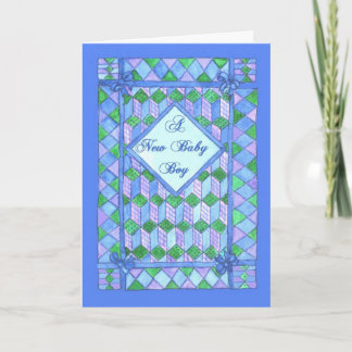 Neuer Baby Boy Gratulationen - Kinderbett Quilt Karte