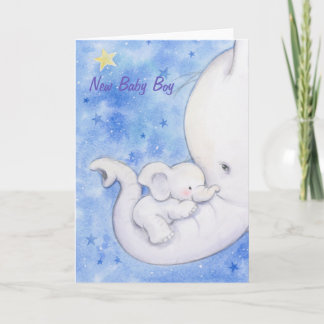 Neuer Baby Boy, Niedliche Elefantenmutter, die ein Karte