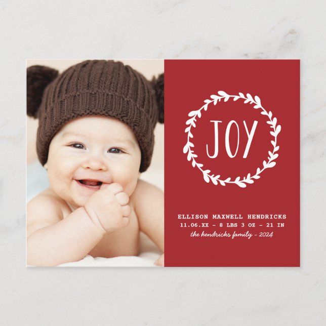 Neuer Baby Holiday Geburtstag Ankündigung EDITABLE Postkarte (Vorderseite)