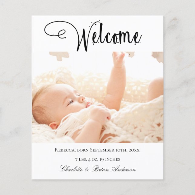 Neuer Babywillkommensankündigung für Fotos (Vorderseite)